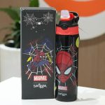 Smiggle Marvel Spider-Man Push Button Straw Water bottle – Stainless Steel- 520ml